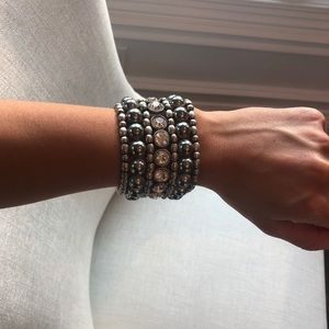 Beautiful Silver and Gray Stacked Bracelet